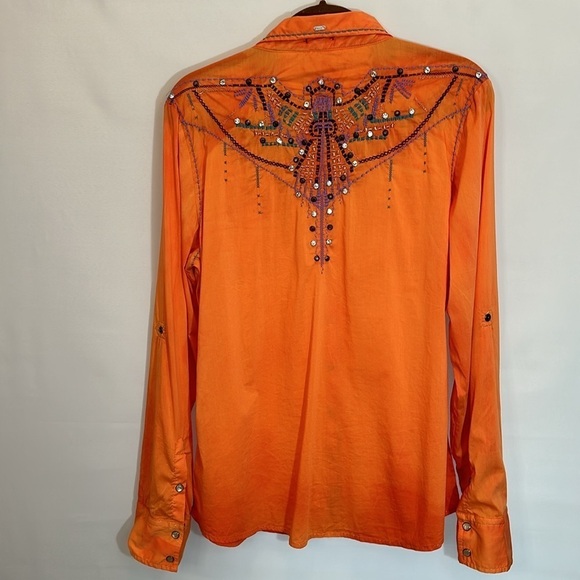 Destined To ROAR Button Up Shirt Rhinestone Pearl Snap Button XL Western Cowgirl - Picture 4 of 16